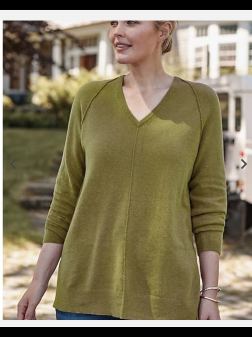 J.Jill Olive V-Neck Women's Sweater